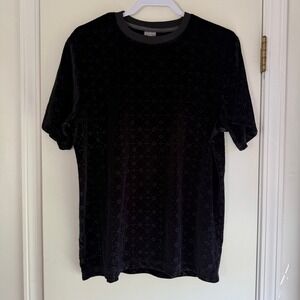 Saints Studio Mens Black Velvet Embossed Geometric Cross T-Shirt Medium RN123827